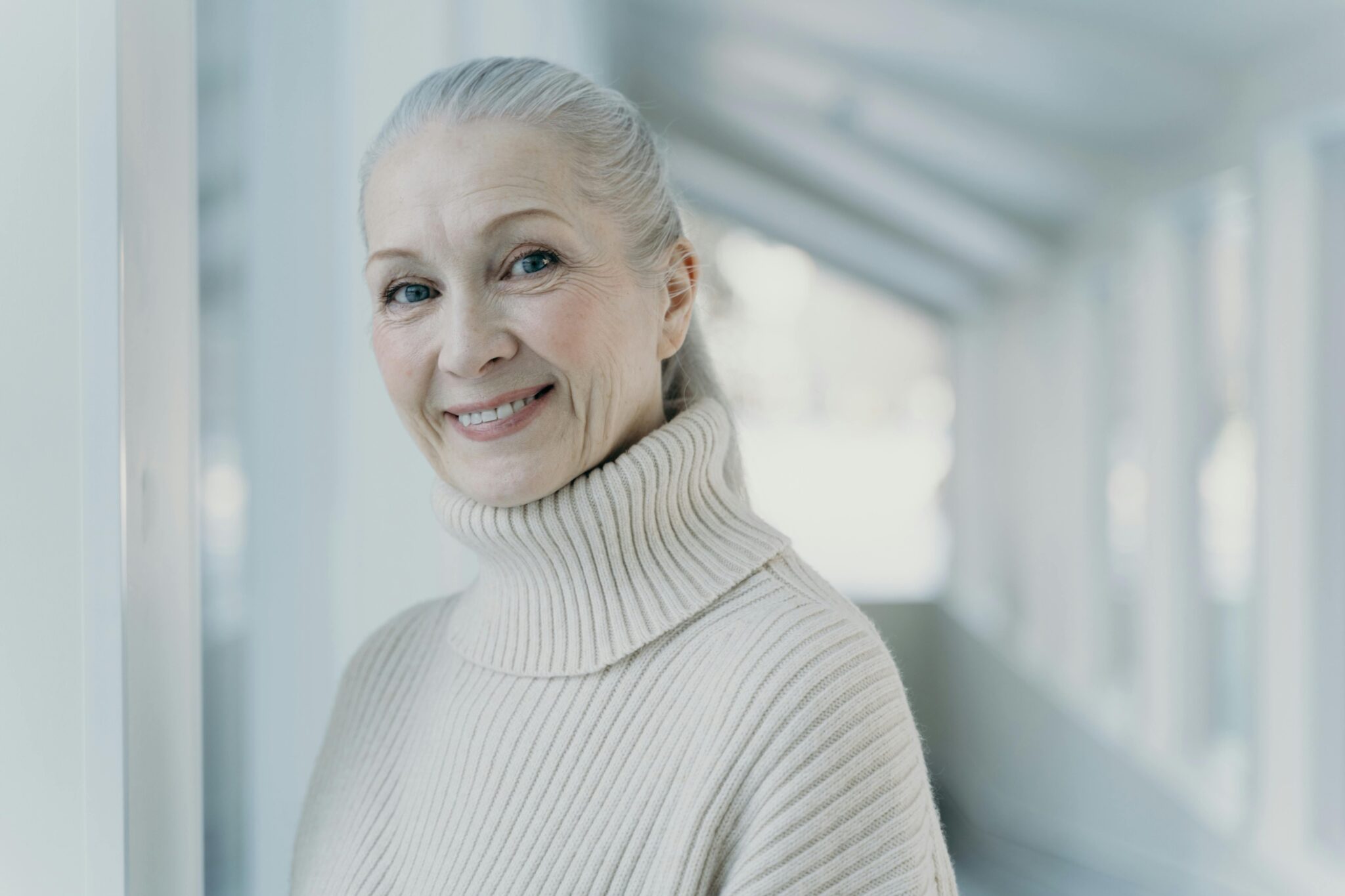 A woman enjoying her vision without glasses after cataract surgery